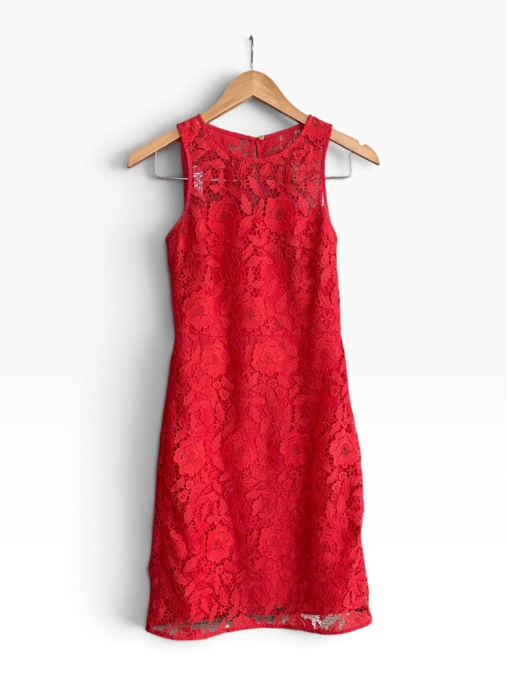 J.Crew Collection Red Lace Overlay Sheath Dress 00 EUC